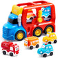 Vroomix Jova Toddler Truck Toys for Age 2-4, Carrier Transport Trucks for Kids 2 3 4 5 Year Old Boy, 4 Pack Car Toys Including S