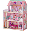 Robud Wooden Dollhouse, Doll House Playset With 24-Pcs Exquisite Accessories, Working Elevator, Gift For Ages 3+