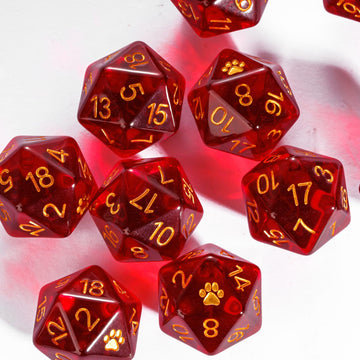 HDdais 10 Pack Red D20 Dice, Set of 10, 20 Sided Dice D20 Polyhedral Dice for DND RPG MTG Tabletop Game