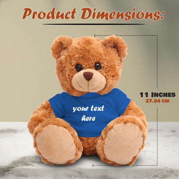 Plushland Teddy Bear 11 Inch, Stuffed Animal Personalized Gift - Great Present For Mothers Day, Valentine, Graduation, Birthday,Anniversary, Get Well,Christmas (Mocha Bear, Royal Blue)