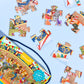 Upbounders: Joyful Carousel Animals Numbers And Colors - 24 Piece 2-Sided Beginnger Puzzle,Toddler Boy,Girl, Ages 3-5, Counting Activity With African American-Diverse Children At Play