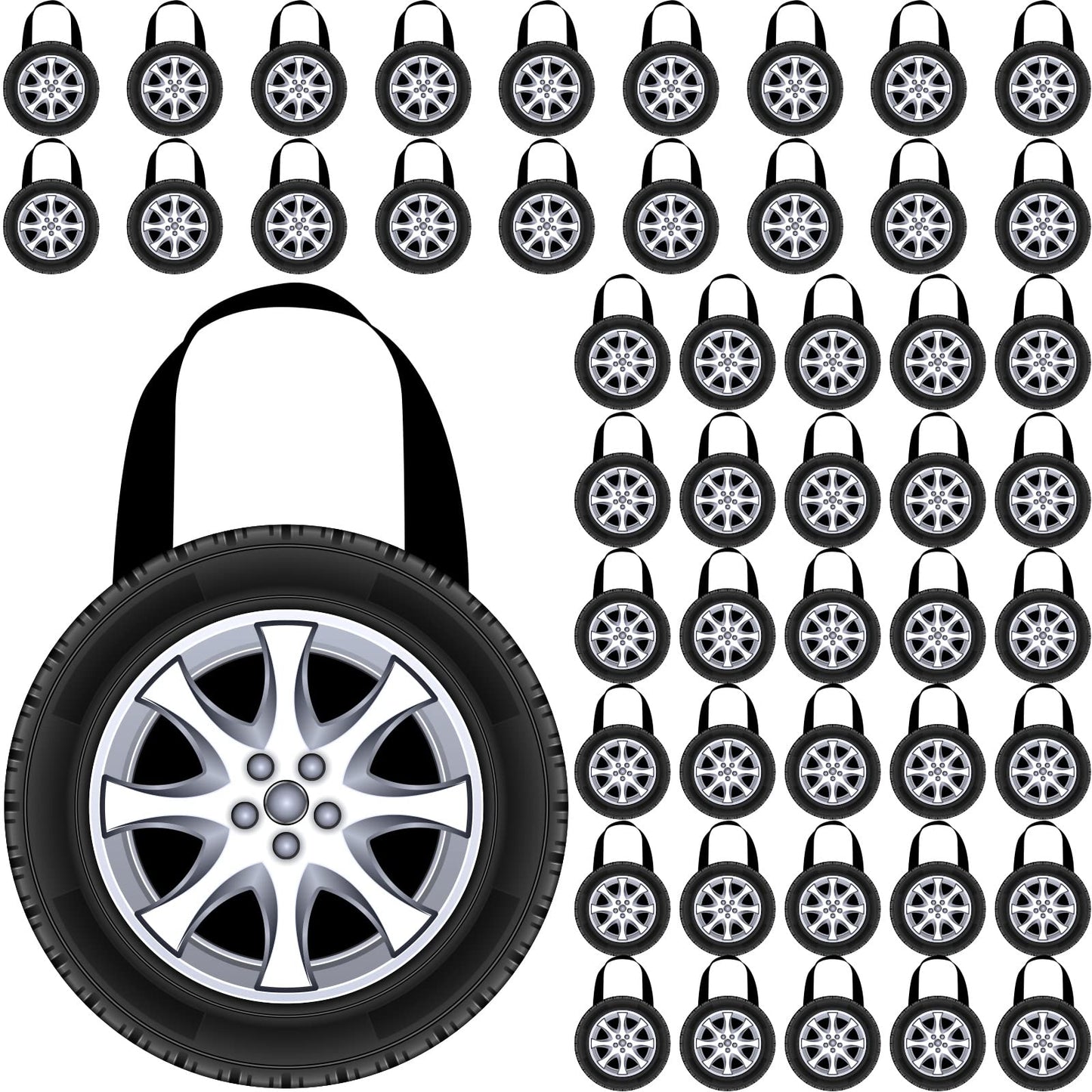 Silkfly 48 Pcs Racing Car Party Non Woven Tote Bags Race Car Wheel Bags with Handles Race Car Party Supplies for Candy Gifts Goo