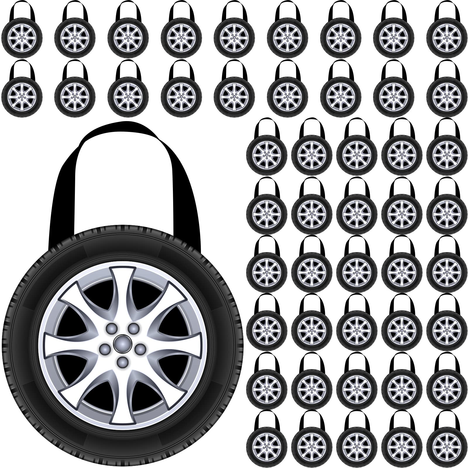 Silkfly 48 Pcs Racing Car Party Non Woven Tote Bags Race Car Wheel Bags with Handles Race Car Party Supplies for Candy Gifts Goo