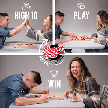 Bungee Table Fast Sling Puck Game - Xl Size - Test Your Speed And Accuracy With This Fast-Paced Wooden Air Hockey Board Game - F