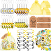 130 Pcs Bee Party Favors Including Bee Keychains Adjustable Bee Bracelets Pvc Bee Print Stickers Thank You Kraft Tags Organza Ba