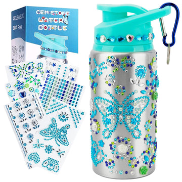 Gift For Girls, 5 6 7 8 9 10 Year Old Girl Birthday Gift, Decorate Your Own Water Bottle With Gem Stickers For Kids, Arts And Cr