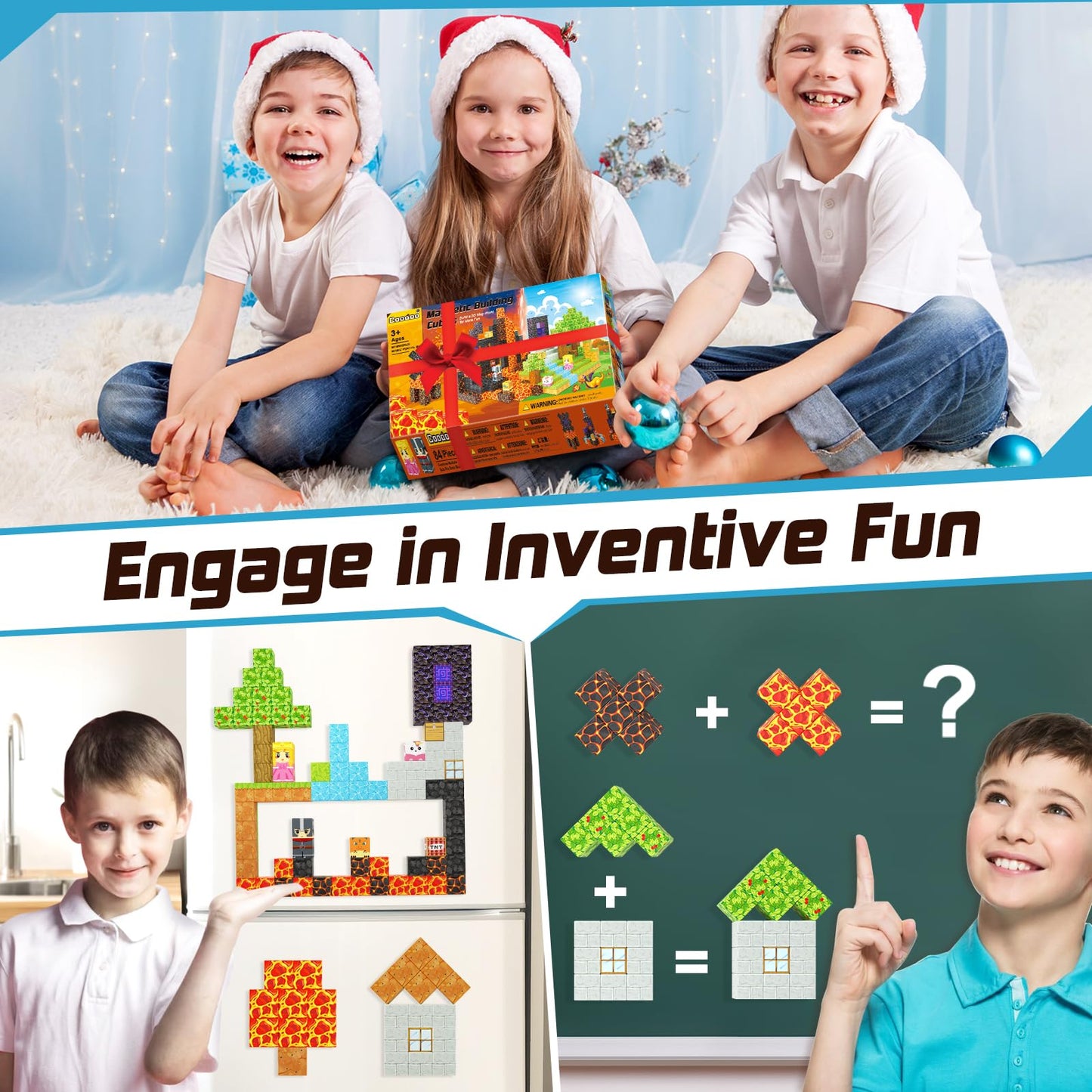 Magnetic Blocks - Build Mine Magnet World Magic Portal Forest Edition, Magnet Building Blocks Kids Toys For Ages 5-7 Toddler Toy