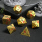 DNDND Flowers Metal Dice, 7 PCS Metallic DND Dice with Grogeous Gift Case for D&D Dungeons and Dragon Tabletop Game (Red Flowers