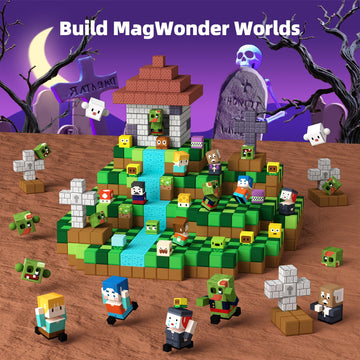 Gobidex 100Pcs Magnetic Blocks Game-Based Kid Building Toys For Boys Girls 3+, Build Magwonder World With Zomblock Magnets Cubes, Upgraded Stem Game Sensory Gift For Easter Birthday