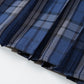 Womens Short Pleated Plaid Costumes Skirt(Blue White Mixed Black,2XL)
