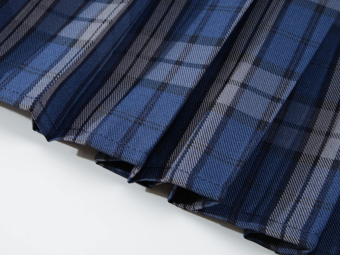 Womens Short Pleated Plaid Costumes Skirt(Blue White Mixed Black,2XL)