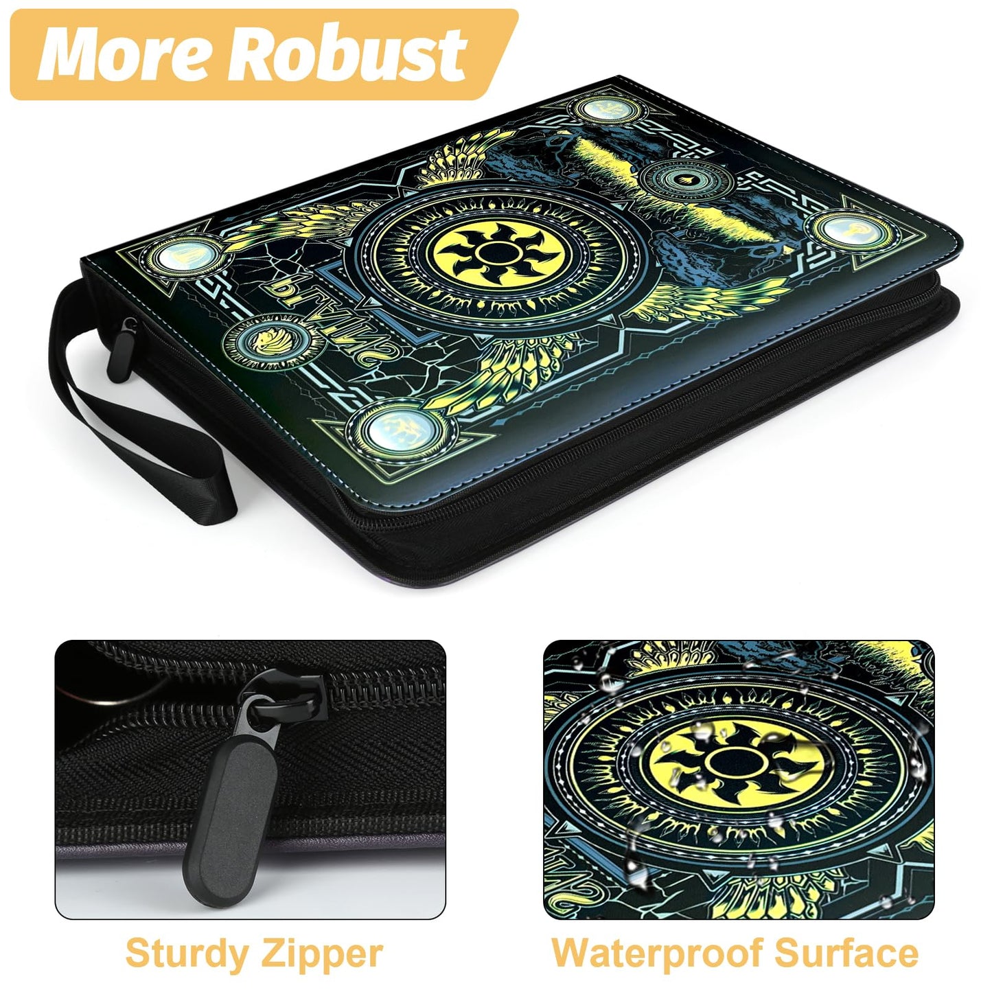 MTGPRO Trading Card Binder 9 Pocket Card Binder with Sleeves 720 Double Sided Pocket enhanced Collector Card Album Card Collection Folder for MTG TCG Yugioh Game Cards (Yellow)