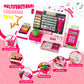 Kids Cash Register Toy with Shopping Cart Toddler Pretend Play Store Cashier Register for Kids with Music / Real Calculator / Sc