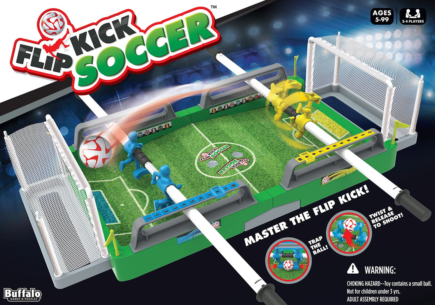 Buffalo Games Flip Kick Soccer - Fast Paced Dexterity Game - Plastic - Ages 5+ - Great for Family Game Night - Model 360