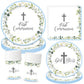 LyhongParty First Communion Decorations, First Communion Paper Plates and Napkins (Serves 25), Blue Baptism Plates and Napkins,B