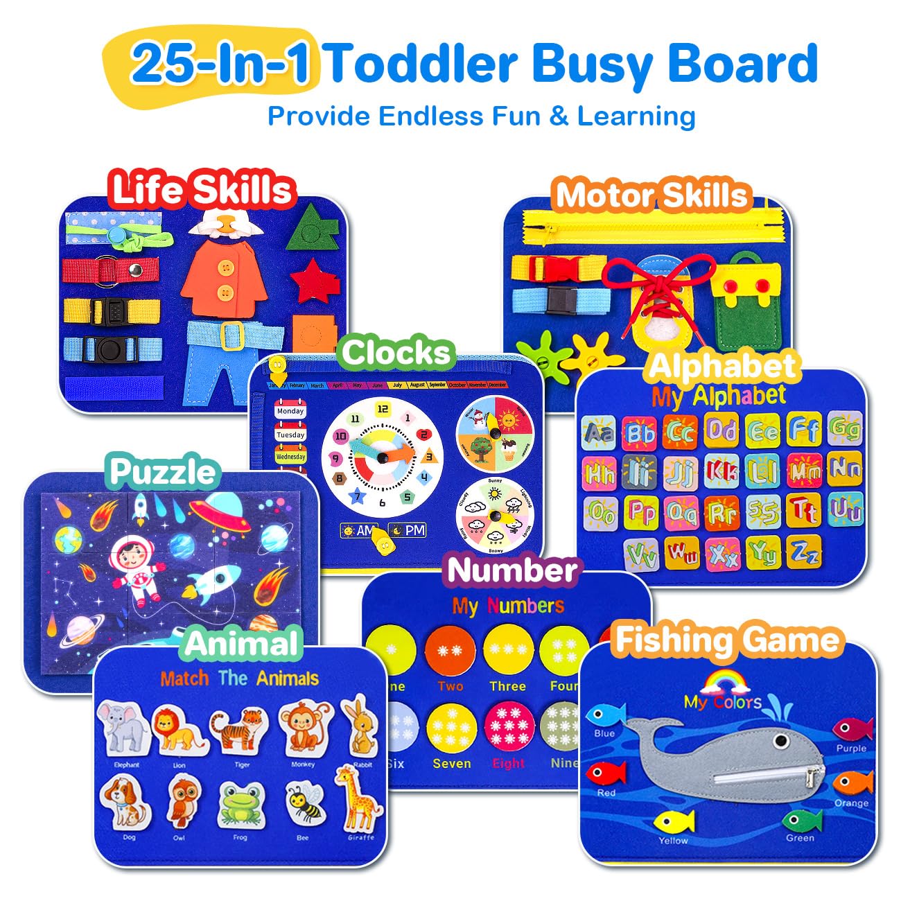 Syhln Toddlers Montessori Busy Board Toys For 1 Year Old Boy Gifts,Educational Preschool Learning Travel Toys For Toddlers 1-3,O