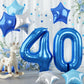 40 Inch Dark Blue Number Balloons 40, Large Royal Light Blue 40 Helium Foil Mylar Balloon, Globos Azules Self Inflating Silver S