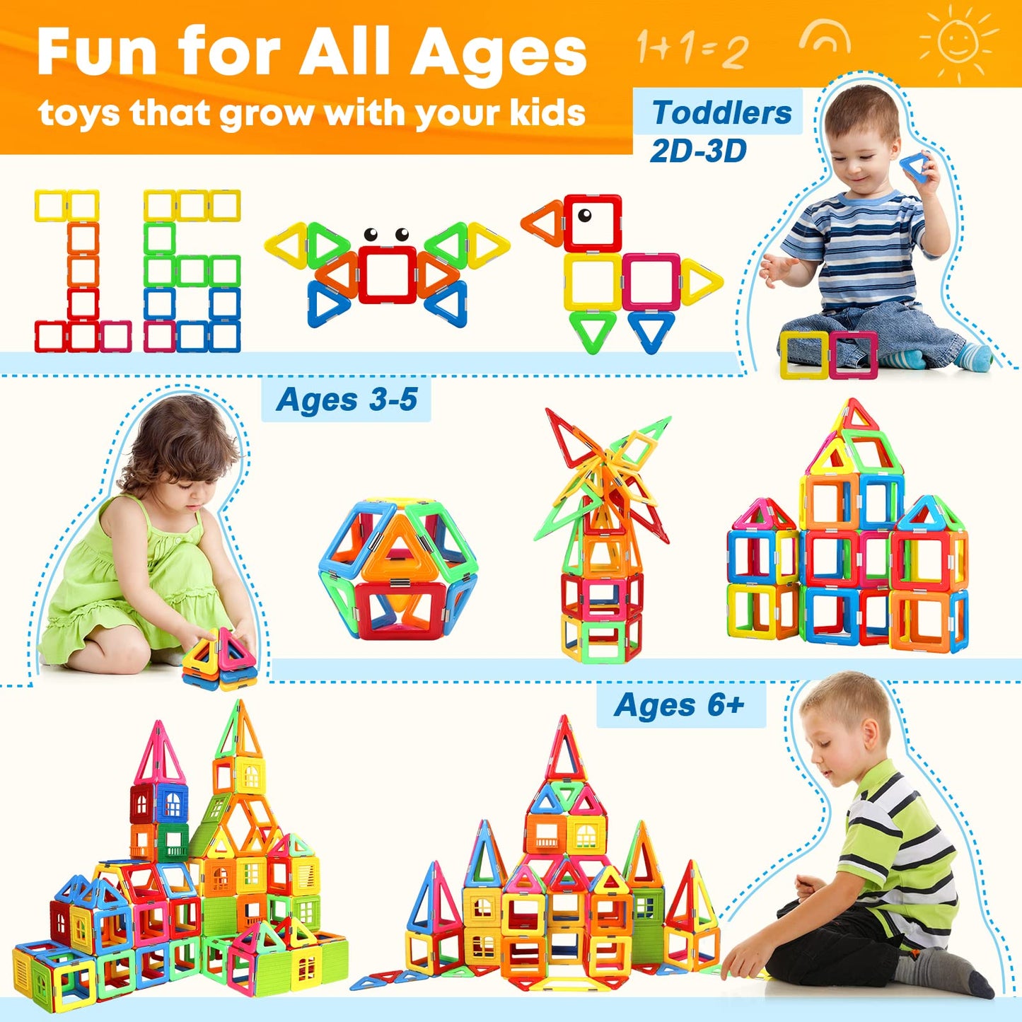 Magnetic Building Blocks Stem Toy For Kids 3+ - Endless Educational Play Value
