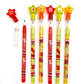 TINYMILLS 24 Pcs Fire Trucks Multi Point Stackable Pencilwith Eraser for Fire Truck Birthday Party Favor Prize Carnival Goodie B