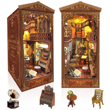 Book Nook Kit - Diy Miniature Model Wooden Dollhouse Booknook With Led Light For Adults Teen, Building Mini Puzzle Toy Bookends 
