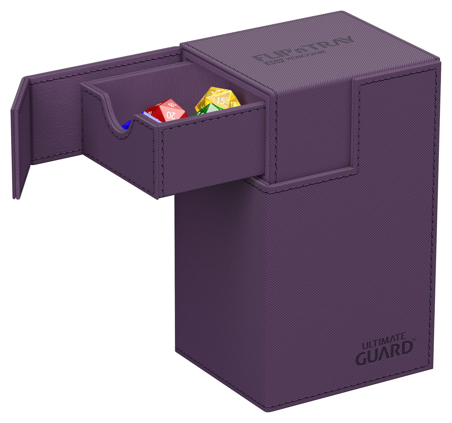 Ultimate Guard Flip'n'Tray 80+, Deck Case for 80 Double-Sleeved TCG Cards + Dice Tray, Purple, Independent Magnetic Closure & Mi