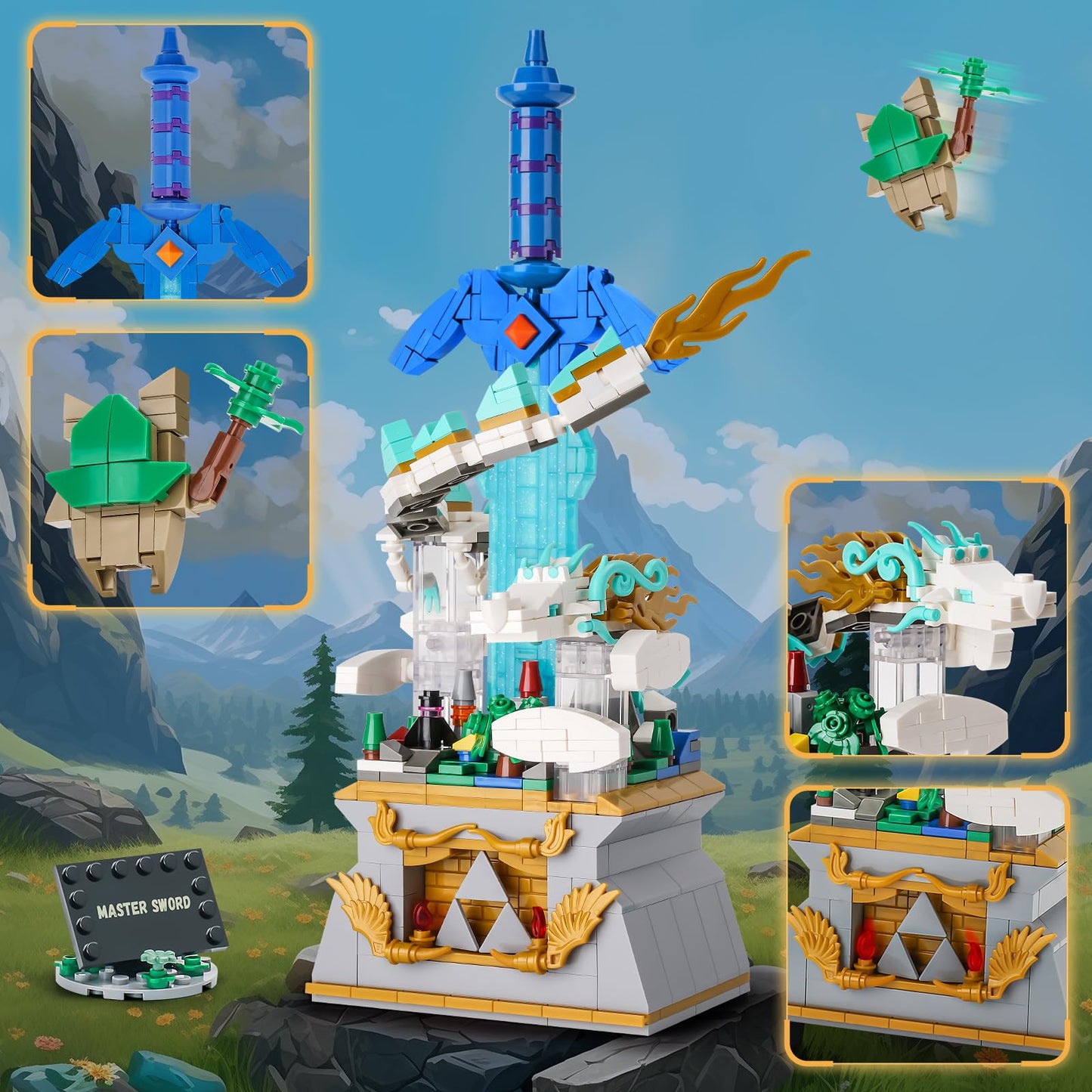 Sillbird Glowing Master Sword Building Blocks Set, 677pcs, Colorful, 12"x8"x2", Model CA-I92211, Perfect Gift for Link Fans Ages 8-12