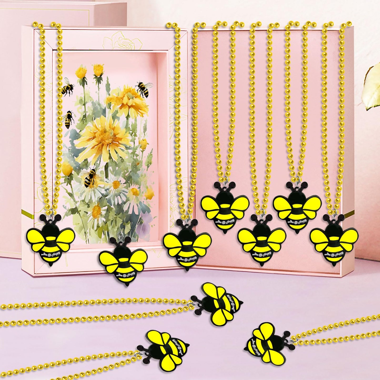 KeeStar 24 Pack Bee Necklace Party Favors for Mommy To Be, Bumble Bee, Honey Bee Party, Baby Shower, Animal Lover, Birthday, Sch