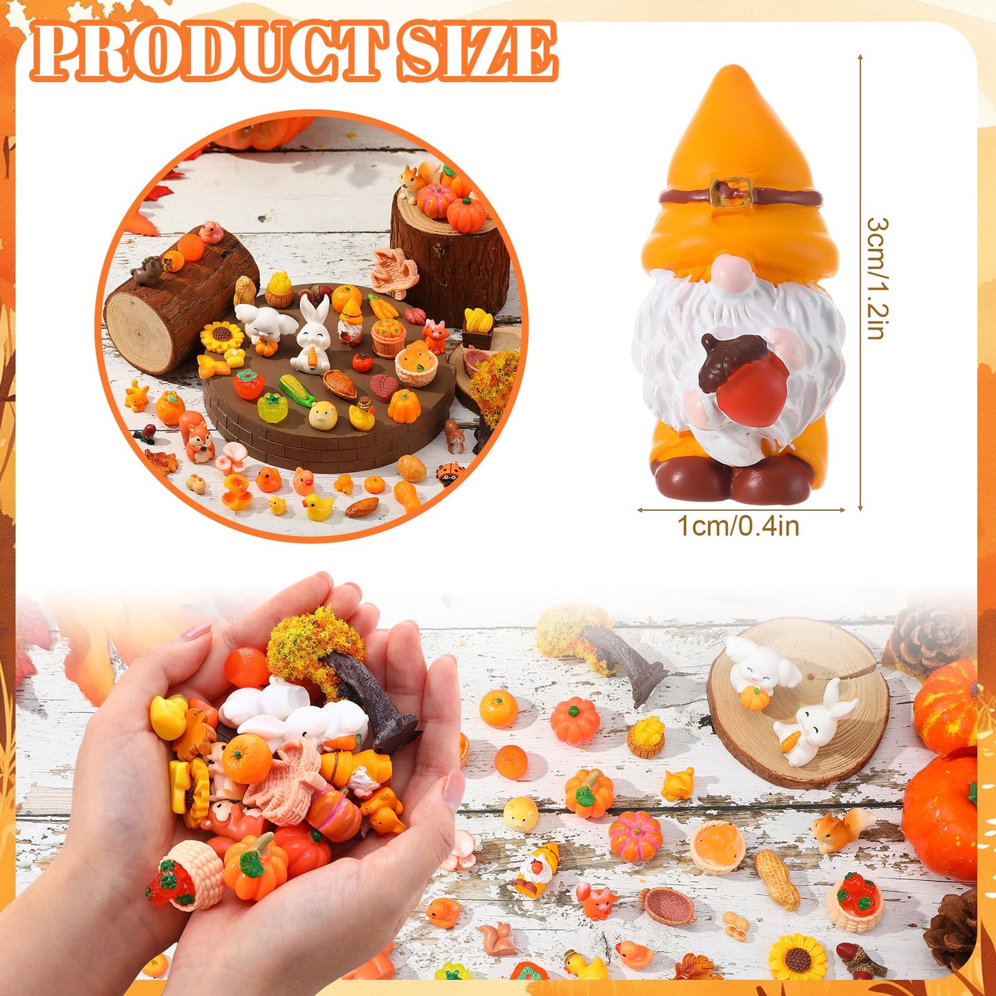 Ggstddup 56 Pcs Autumn Mini Resin Figurines Tiny Thanksgiving Day Resin Ducks Mini Animal Statue Suitable For Dollhouse Diy Cake
