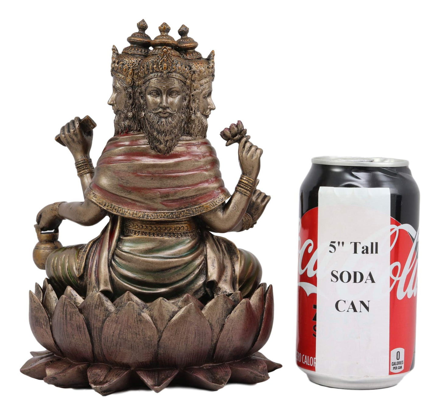Ebros Supreme Cosmic Soul Hindu Deity Brahma Statue Brahman Four Faced Vedas Trinity Being Figurine Sitting On Lotus Throne Hinduism Deity Indian Mahadeva God