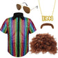 Matiniy 60S 70S Disco Costume Sequins Shirts Button Down Shirts Wigs For Halloween Dress Up