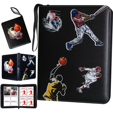 Coyoro Large-Capacity Sports Card Binder With 4 Pockets And 50 Sleeves Fits 400 Cards, Perfect For Baseball, Football, Basketbal