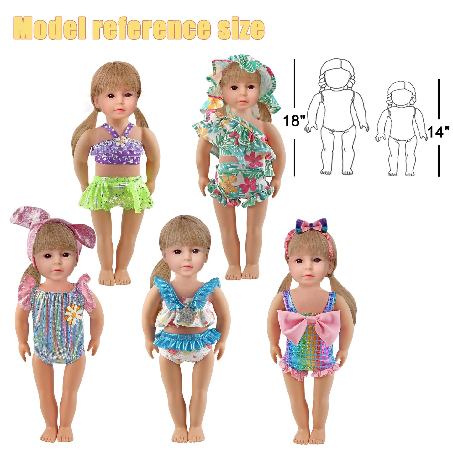 18-Inch Doll Clothing Accessories Sets - Different Mermaid Princess Costume Dress For Daughter Mother Friend Gift 35Pcs