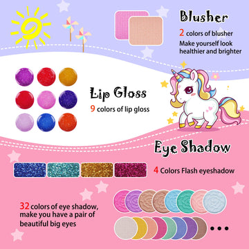 KIDCHEER Kids Makeup Kit for Girls Princess Real Washable Cosmetic 3+ Year Old Girl Birthday Gifts Pretend Play Toys for Girls 4