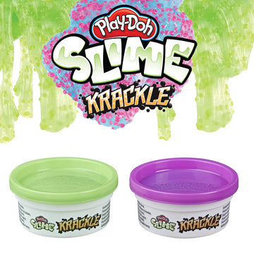 Play-Doh Krackle Slime Purple & Green 2 Pack Of Slime Compound With Beads For Kids 3 Years & Up