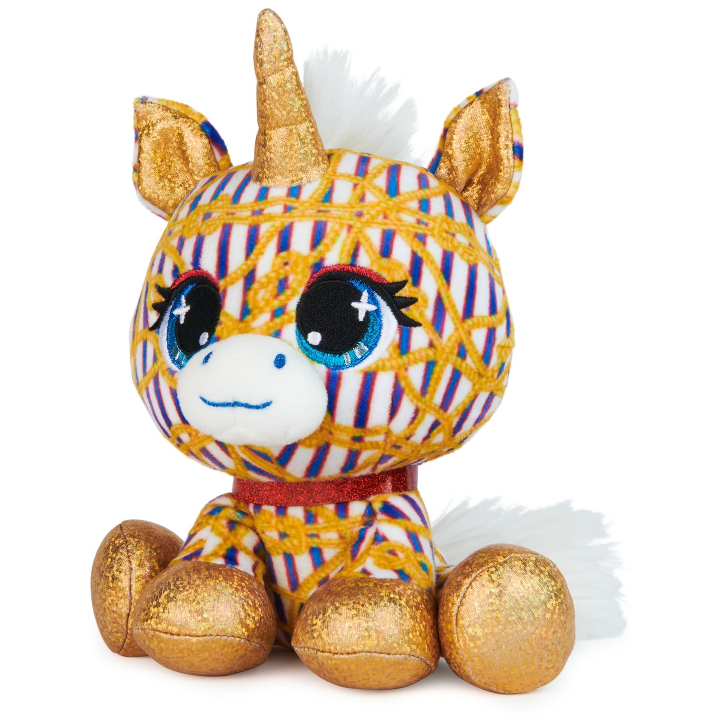 P.Lushes Designer Fashion Pets Natalie Von Corn Premium Unicorn Stuffed Animal, Gold And Blue, 6