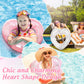 Whaline 3Pcs Inflatable Heart Pool Float with Glitter Inside Rose Gold Pink White Swim Heart Shaped Pool Rings Float Loungers Tube for Summer Swimming Pool Beach Bachelorette Party  35 x 35 Inch