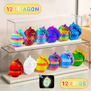 Impossmaker 12Pcs Easter Eggs 3D Dragon Eggs With Dragon Inside, Micro Easter Basket Stuffers Mini Articulated Unique Easter Bas