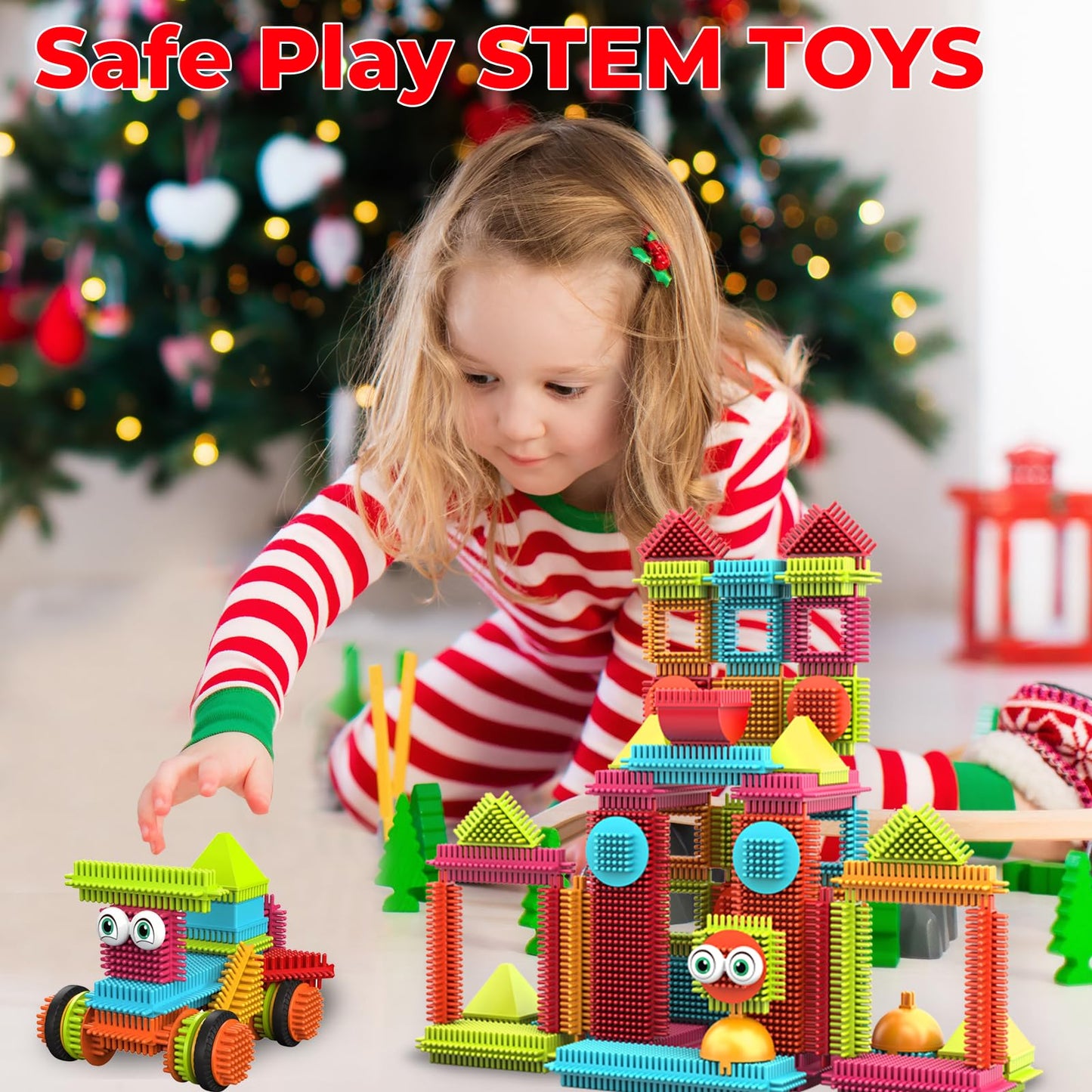 Contixo St5 Bristle Shape 3D Tile Stem & Steam Building Set 144 Pcs Educational Construction Blocks For Kids Ages 3-8, Creative Stacking, Hands-On Learning, Safe & Durable Design, Imaginative Play