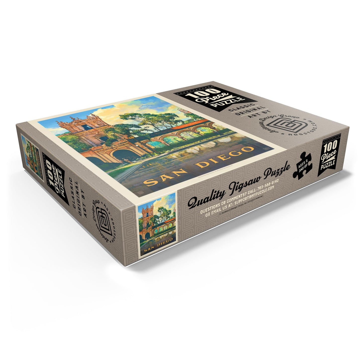 Mypuzzle San Diego, Ca: Balboa Park, Vintage Poster - Premium 100 Piece Jigsaw Puzzle For Adults