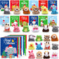 Motionchic 48 Set Mini Christmas Stuffed Animals Bulk with Winter Snowflakes Snowmen Cards Cute Plush Animals Keychain for Xmas 