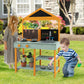 Costzon Mud Kitchen, Wooden Kids Kitchen Playset With See-Through Planter Box, Blackboard, Stoves, Sink & Faucet, Cooking Access