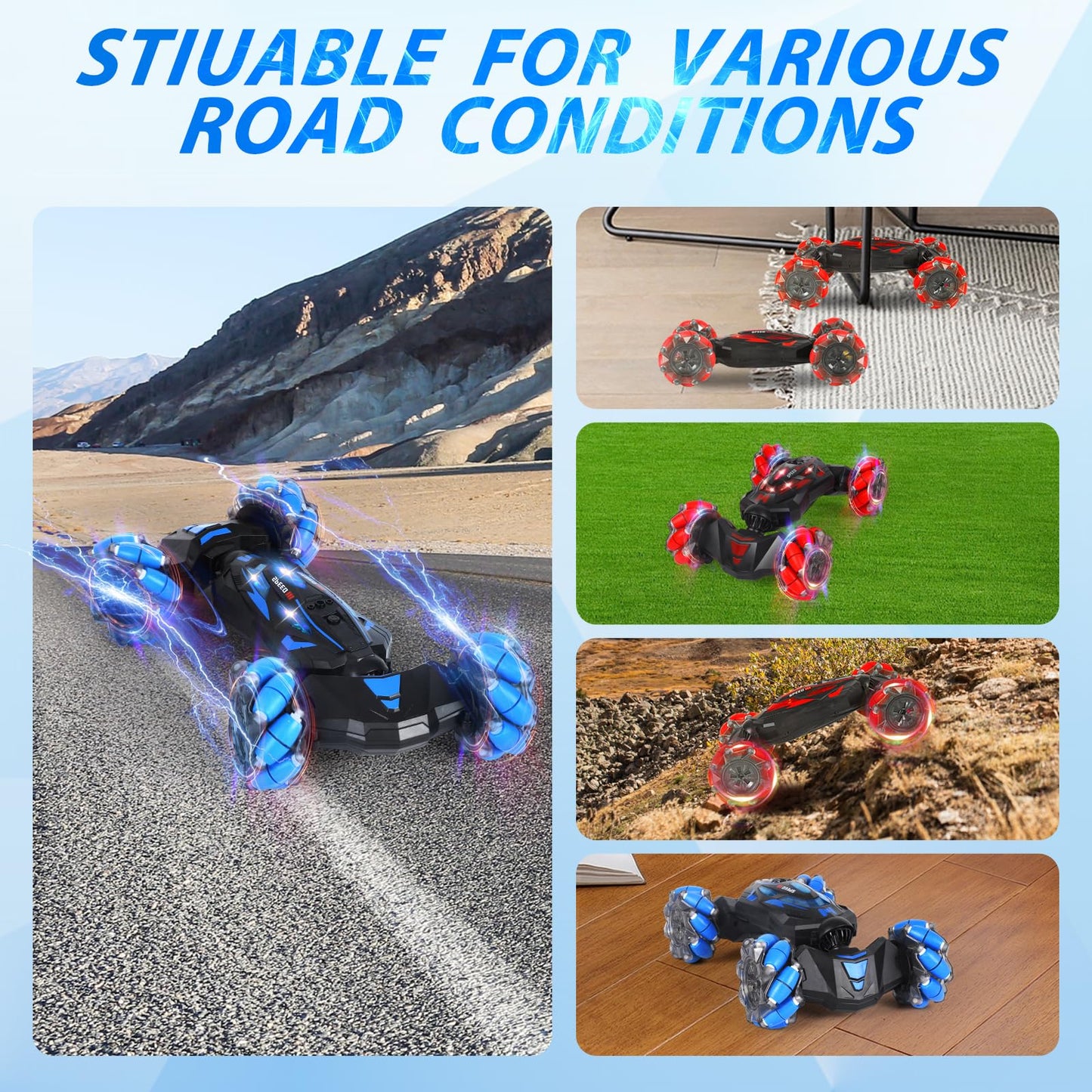 XAMIMM Remote Control Car, Gesture Sensing RC Stunt Car, 4WD Offroad for Rotating, 2.4 Ghz Remote Control and Hand Controlled Tw