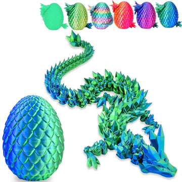 3D Printed Dragon Egg, Dragon Eggs With Dragon Inside, Articulated Dragon, Mystery Dragon Egg Fidget Toy, 3D Dragon Eggs Surprise Fidget Toy(A-Laser Green+Egg)