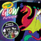Crayola Glow Fusion Coloring Set - Glow in The Dark Markers & Mythical Creature Pages, Blue/Green/Orange/Red, Model 747491