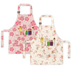 BeeGreen Kids Apron 2 Pack Pink White Floral Kids Painting Aprons with Adjustable Strap & Front Pockets Toddler Aprons for Girls