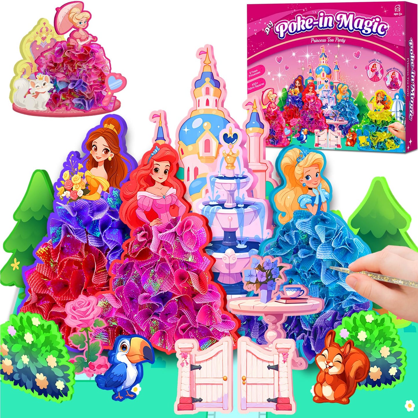 OHARLOBE Poke in Magical Princesses, Christmas Birthday Gifts for 3 4 5 6 7 8 9 Year Old Girls, No Mess Girls Toys Age 6-8, DIY 