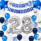 28Th Birthday Party Decoration Blue For Him, Happy Birthday Banner Blue Number 28 Birthday Star Foil Balloons Latex Confetti Bal