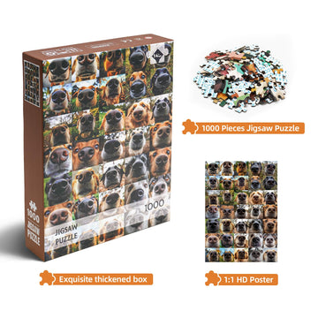 1000 Pieces Jigsaw Puzzles For Adults - Dog Snouts Delight - Unique Dog Puzzle For Family Fun - Challenging Puzzle Perfect For G