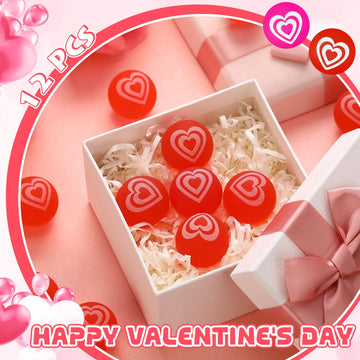 Leitee 12 Pcs Valentines Bouncy Balls 32 Mm Valentines Day Party Favors Glow In The Dark Heart Shaped Stress Relief Fidget Toys