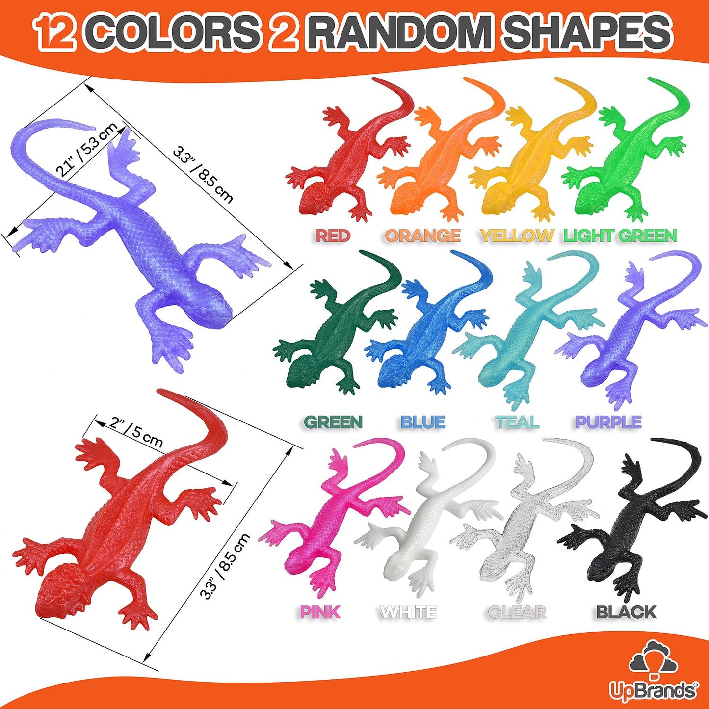UpBrands 2880 Packs Bulk Super Stretchy Lizard Toys - 12 Colors, 3    Gecko Set for Schools, Quite Activities in Churches, Vendi